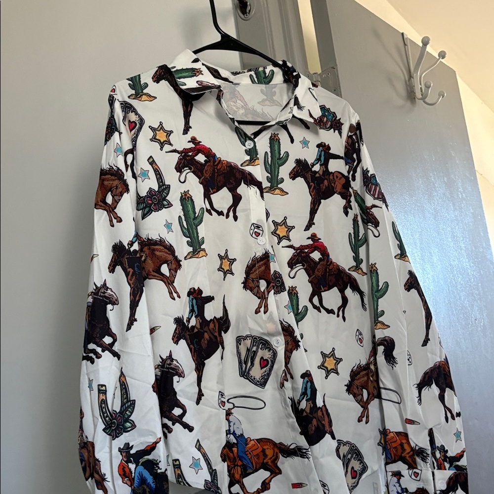 Western Cowboy Print Shirt
